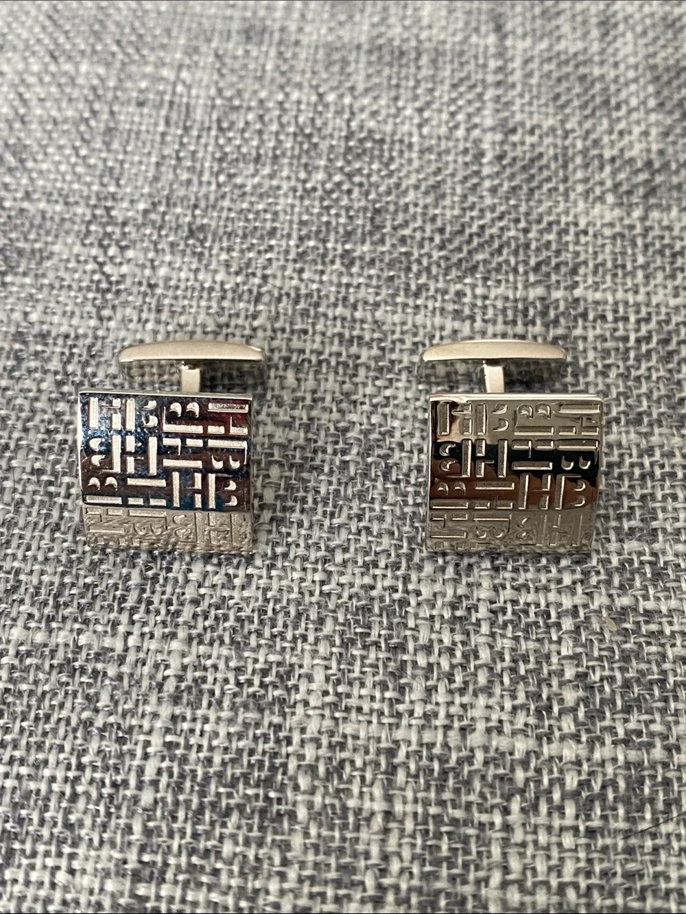 Hugo Boss Silver Textured Square Cufflinks